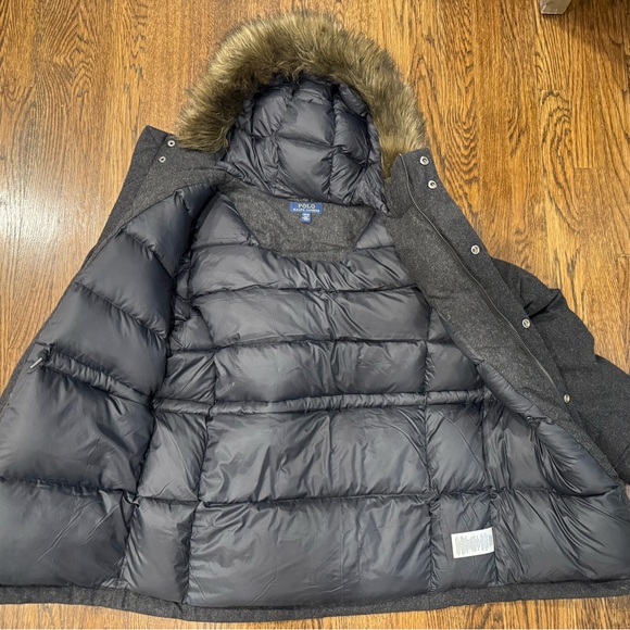 POLO RALPH LAUREN YOUTH BOYS DOWN Gray WOOL JACKET SIZE L 14-16 Toggle Buttons - Picture 5 of 8